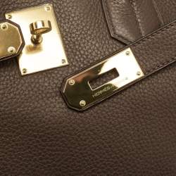 Pre Owned Hermès Chocolat Taurillon Clemence Leather Gold Finish Shoulder Birkin JPG 42 Bag