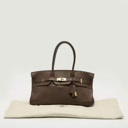 Pre Owned Hermès Chocolat Taurillon Clemence Leather Gold Finish Shoulder Birkin JPG 42 Bag