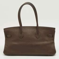 Pre Owned Hermès Chocolat Taurillon Clemence Leather Gold Finish Shoulder Birkin JPG 42 Bag