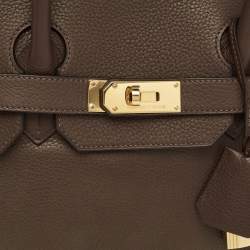 Pre Owned Hermès Chocolat Taurillon Clemence Leather Gold Finish Shoulder Birkin JPG 42 Bag