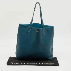 Pre Owned Hermes Colvert/Bleu Atoll Taurillon Clemence Leather Double Sens Reversible Tote