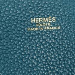 Pre Owned Hermes Colvert/Bleu Atoll Taurillon Clemence Leather Double Sens Reversible Tote