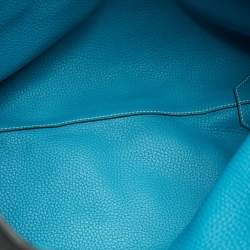 Pre Owned Hermes Colvert/Bleu Atoll Taurillon Clemence Leather Double Sens Reversible Tote