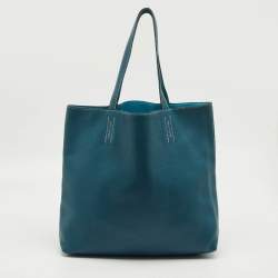 Pre Owned Hermes Colvert/Bleu Atoll Taurillon Clemence Leather Double Sens Reversible Tote