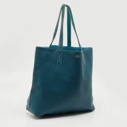 Pre Owned Hermes Colvert/Bleu Atoll Taurillon Clemence Leather Double Sens Reversible Tote