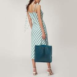 Pre Owned Hermes Colvert/Bleu Atoll Taurillon Clemence Leather Double Sens Reversible Tote