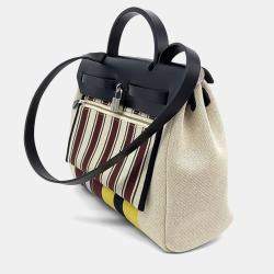 Pre Owned Hermes  NEW ZIP Herbag Small Multicolor Fabric and Leather Bag