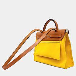 Pre Owned Hermes Yellow Fabric New Zip Small Herbag 