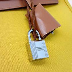 Pre Owned Hermes Yellow Fabric New Zip Small Herbag 
