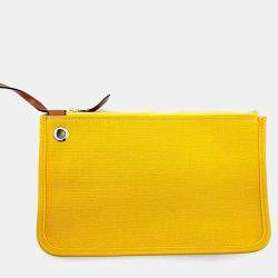 Pre Owned Hermes Yellow Fabric New Zip Small Herbag 