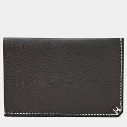Pre Owned Hermes Black Leather H Sellier Card Holder