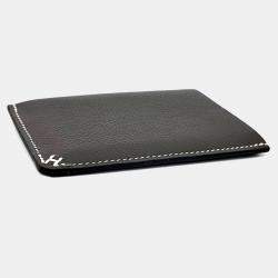 Pre Owned Hermes Black Leather H Sellier Card Holder