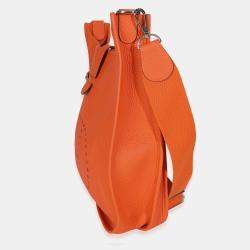 Pre Owned Hermes Evelyne III Orange Taurillon Clemence GM PHW Shoulder Bag