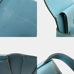 Pre Owned Hermes Kelly Compact Wallet In Blue Jean Bifold By Epson
