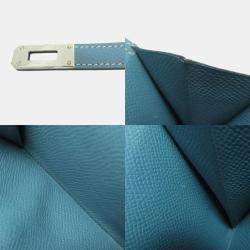 Pre Owned Hermes Kelly Compact Wallet In Blue Jean Bifold By Epson