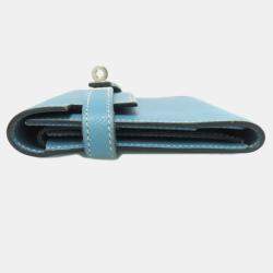 Pre Owned Hermes Kelly Compact Wallet In Blue Jean Bifold By Epson