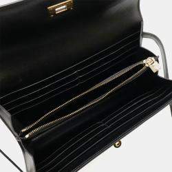 Pre Owned Hermes Kelly Wallet Long Bi-Fold Box Calf Leather Black