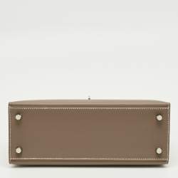 Pre Owned Hermes Etoupe Epsom Leather Palladium Finish Kelly Sellier 25 Bag