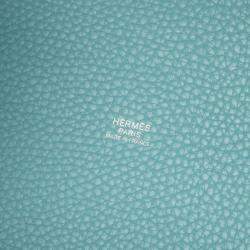 Pre Owned Hermes Picotin Lock 22 Blue Taurillon Clemence Leather Shoulder Bag