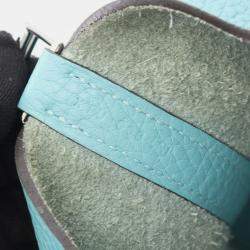 Pre Owned Hermes Picotin Lock 22 Blue Taurillon Clemence Leather Shoulder Bag