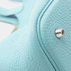 Pre Owned Hermes Picotin Lock 22 Blue Taurillon Clemence Leather Shoulder Bag