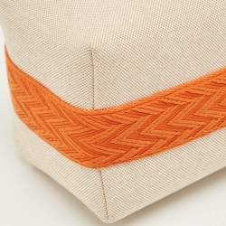Pre Owned Hermes Natural/Orange Canvas Small Bride-a-Brac Pouch