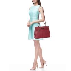 Pre Owned Hermes Tosca Taurillon Clemence Leather Palladium Finish Kelly Retourne 35 Bag
