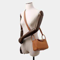 Pre Owned Hermes Lindy Size Mini Gold Taurillon Clemence Bag 