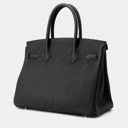 Pre Owned Hermes Birkin Size 30 Black Togo Leather Bag