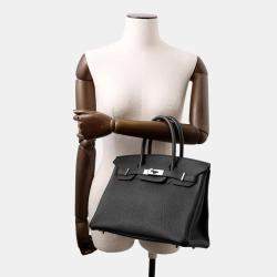Pre Owned Hermes Birkin Size 30 Black Togo Leather Bag 