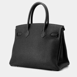 Pre Owned Hermes Birkin Size 30 Black Togo Leather Bag 