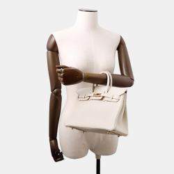 Pre Owned Hermes Birkin Size 25 Beton Togo Leather Bag
