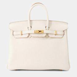 Pre Owned Hermes Birkin Size 25 Beton Togo Leather Bag