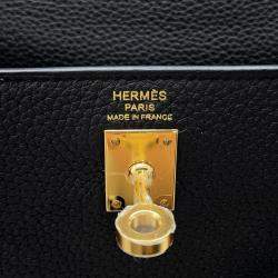 Pre Owned Hermes Kelly Retourne Black Togo Leather Size 25