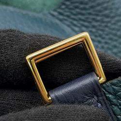 Pre Owned Hermes Picotin Lock 22 Casaque2 Blue Nuit/Vert Cypress/Black Taurillon Clemence Bag 