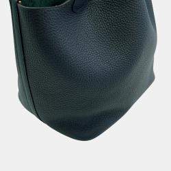 Pre Owned Hermes Picotin Lock 22 Casaque2 Blue Nuit/Vert Cypress/Black Taurillon Clemence Bag 