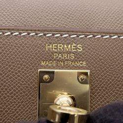 Pre Owned Hermes Kelly Sellier  Size 25 Verso Etoupe/Bamboo Vomadam Bag