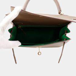Pre Owned Hermes Kelly Sellier  Size 25 Verso Etoupe/Bamboo Vomadam Bag