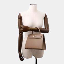 Pre Owned Hermes Kelly Sellier  Size 25 Verso Etoupe/Bamboo Vomadam Bag