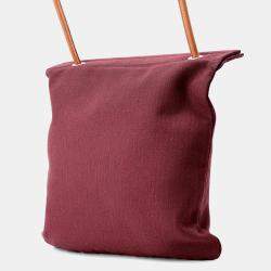 Pre Owned Hermes Sack Aline  Size MM  Rouge H/Gold Toile Chevrons Barenia Leather Bag 