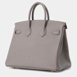 Pre Owned Hermes Birkin Gris Meyer Togo Leather Size 25