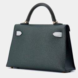Pre Owned Hermes Mini Kelly 2 Tricolor Vert Mangrove/Green Pantan/Black Epsom