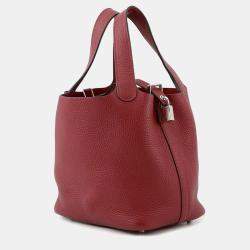 Pre Owned Hermes Picotin Lock Rouge Grenat Taurillon Clemence Size PM