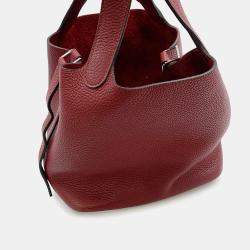 Pre Owned Hermes Picotin Lock Rouge Grenat Taurillon Clemence Size PM
