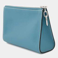 Pre Owned Hermes Zip Angor New Blue Jean Evercolor Size PM