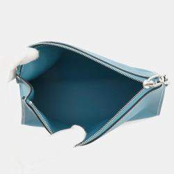 Pre Owned Hermes Zip Angor New Blue Jean Evercolor Size PM
