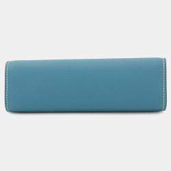 Pre Owned Hermes Zip Angor New Blue Jean Evercolor Size PM