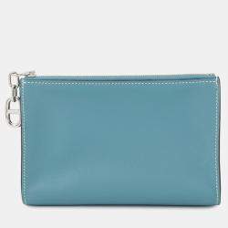 Pre Owned Hermes Zip Angor New Blue Jean Evercolor Size PM