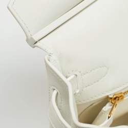 Pre Owned Hermes New White Swift Leather Gold Finish Birkin 25 Bag