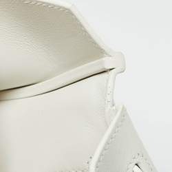 Pre Owned Hermes New White Swift Leather Gold Finish Birkin 25 Bag